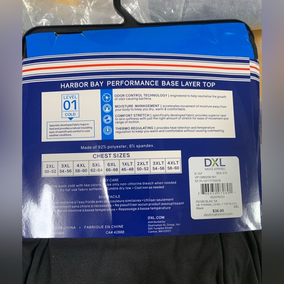 NEW HARBOR BAY PERFORMANCE BASE LAYER TOP LONG SLEEVE SIZE:5XL - Picture 2 of 3